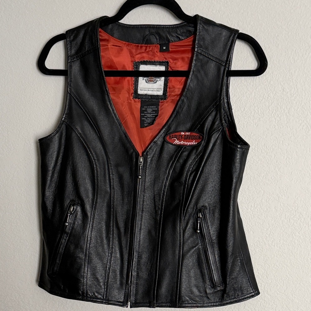 Harley-Davidson Women's Black Vest with Orange Lining